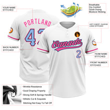 Load image into Gallery viewer, Custom White Light Blue Black-Pink Two-Button Unisex Softball Jersey