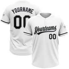 Load image into Gallery viewer, Custom White Black-Gray Two-Button Unisex Softball Jersey