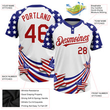 Load image into Gallery viewer, Custom White Red-Navy 3D American Flag Fashion Two-Button Unisex Softball Jersey
