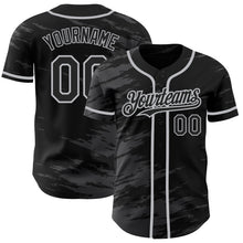 Load image into Gallery viewer, Custom Black Steel Gray Splash Ink Gray Authentic Baseball Jersey