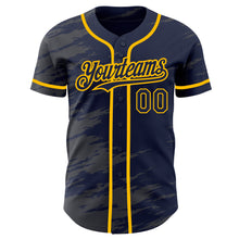 Load image into Gallery viewer, Custom Navy Steel Gray Splash Ink Gold Authentic Baseball Jersey
