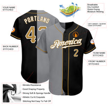 Load image into Gallery viewer, Custom Black Old Gold-Gray Authentic Split Fashion Baseball Jersey