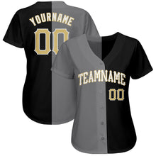 Load image into Gallery viewer, Custom Black Vegas Gold-Gray Authentic Split Fashion Baseball Jersey