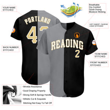 Load image into Gallery viewer, Custom Black Vegas Gold-Gray Authentic Split Fashion Baseball Jersey