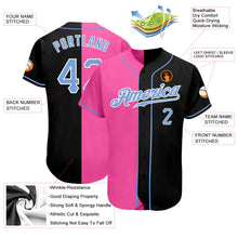 Load image into Gallery viewer, Custom Black Light Blue-Pink Authentic Split Fashion Baseball Jersey
