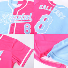 Load image into Gallery viewer, Custom Pink Light Blue-White Authentic Split Fashion Baseball Jersey