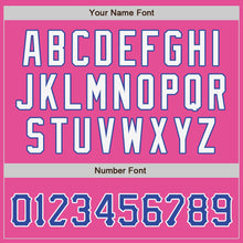 Load image into Gallery viewer, Custom Pink Royal-Light Blue Authentic Split Fashion Baseball Jersey