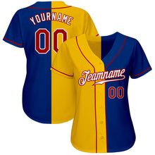 Load image into Gallery viewer, Custom Royal Red-Yellow Authentic Split Fashion Baseball Jersey