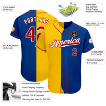 Load image into Gallery viewer, Custom Royal Red-Yellow Authentic Split Fashion Baseball Jersey