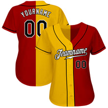 Load image into Gallery viewer, Custom Red Black-Yellow Authentic Split Fashion Baseball Jersey