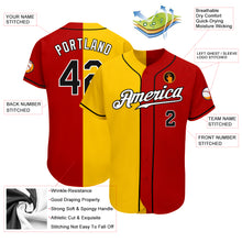 Load image into Gallery viewer, Custom Red Black-Yellow Authentic Split Fashion Baseball Jersey