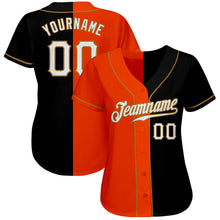 Load image into Gallery viewer, Custom Black White-Orange Authentic Split Fashion Baseball Jersey