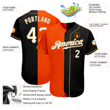 Load image into Gallery viewer, Custom Black White-Orange Authentic Split Fashion Baseball Jersey