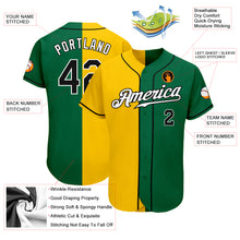 Load image into Gallery viewer, Custom Kelly Green Black-Yellow Authentic Split Fashion Baseball Jersey