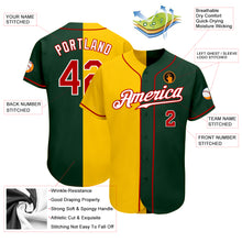 Load image into Gallery viewer, Custom Green Red-Yellow Authentic Split Fashion Baseball Jersey