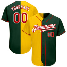 Load image into Gallery viewer, Custom Green Red-Yellow Authentic Split Fashion Baseball Jersey
