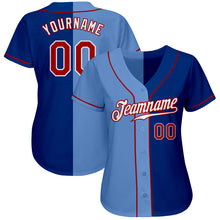 Load image into Gallery viewer, Custom Royal Red-Light Blue Authentic Split Fashion Baseball Jersey