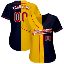 Load image into Gallery viewer, Custom Navy Red-Yellow Authentic Split Fashion Baseball Jersey