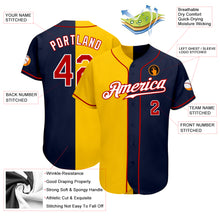 Load image into Gallery viewer, Custom Navy Red-Yellow Authentic Split Fashion Baseball Jersey