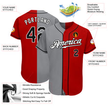 Load image into Gallery viewer, Custom Red Black-Gray Authentic Split Fashion Baseball Jersey