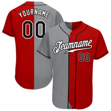 Load image into Gallery viewer, Custom Red Black-Gray Authentic Split Fashion Baseball Jersey