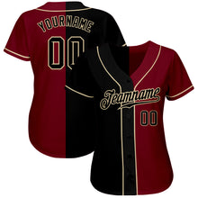 Load image into Gallery viewer, Custom Crimson Black-Cream Authentic Split Fashion Baseball Jersey