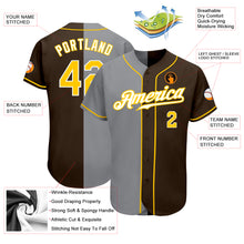 Load image into Gallery viewer, Custom Brown Gold-Gray Authentic Split Fashion Baseball Jersey