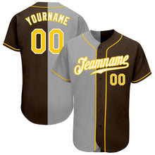 Load image into Gallery viewer, Custom Brown Gold-Gray Authentic Split Fashion Baseball Jersey
