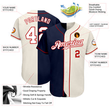 Load image into Gallery viewer, Custom Cream White-Navy Authentic Split Fashion Baseball Jersey