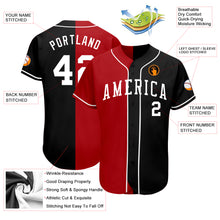 Load image into Gallery viewer, Custom Black White-Red Authentic Split Fashion Baseball Jersey