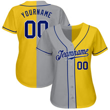 Load image into Gallery viewer, Custom Yellow Royal Gray-White Authentic Split Fashion Baseball Jersey