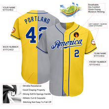Load image into Gallery viewer, Custom Yellow Royal Gray-White Authentic Split Fashion Baseball Jersey