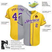 Load image into Gallery viewer, Custom Yellow Purple Gray-White Authentic Split Fashion Baseball Jersey