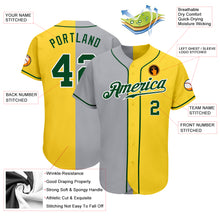 Load image into Gallery viewer, Custom Yellow Green-Gray Authentic Split Fashion Baseball Jersey