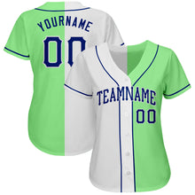 Load image into Gallery viewer, Custom Pea Green Royal-White Authentic Split Fashion Baseball Jersey
