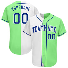 Load image into Gallery viewer, Custom Pea Green Royal-White Authentic Split Fashion Baseball Jersey