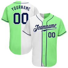 Load image into Gallery viewer, Custom Pea Green Navy-White Authentic Split Fashion Baseball Jersey