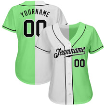 Load image into Gallery viewer, Custom Pea Green Black-White Authentic Split Fashion Baseball Jersey