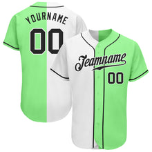 Load image into Gallery viewer, Custom Pea Green Black-White Authentic Split Fashion Baseball Jersey