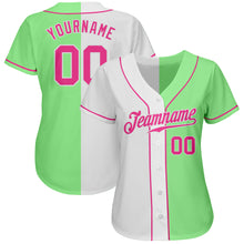 Load image into Gallery viewer, Custom Pea Green Pink-White Authentic Split Fashion Baseball Jersey