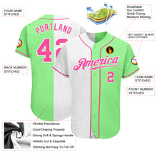 Load image into Gallery viewer, Custom Pea Green Pink-White Authentic Split Fashion Baseball Jersey