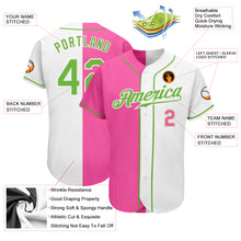 Load image into Gallery viewer, Custom White Neon Green-Pink Authentic Split Fashion Baseball Jersey