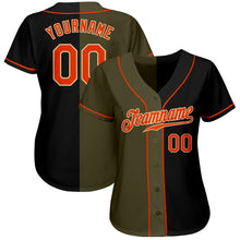 Load image into Gallery viewer, Custom Black Orange Olive-Cream Authentic Split Fashion Baseball Jersey