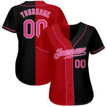 Load image into Gallery viewer, Custom Black Pink Red-White Authentic Split Fashion Baseball Jersey