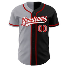 Load image into Gallery viewer, Custom Black Red-Gray Authentic Split Fashion Baseball Jersey
