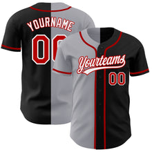 Load image into Gallery viewer, Custom Black Red-Gray Authentic Split Fashion Baseball Jersey