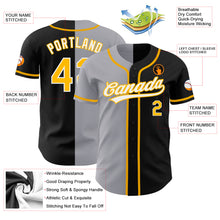Load image into Gallery viewer, Custom Black Gold-Gray Authentic Split Fashion Baseball Jersey
