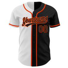 Load image into Gallery viewer, Custom Black Black White-Orange Authentic Split Fashion Baseball Jersey
