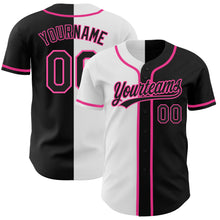 Load image into Gallery viewer, Custom Black Black White-Pink Authentic Split Fashion Baseball Jersey
