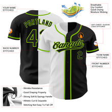 Load image into Gallery viewer, Custom Black Black White-Neon Green Authentic Split Fashion Baseball Jersey